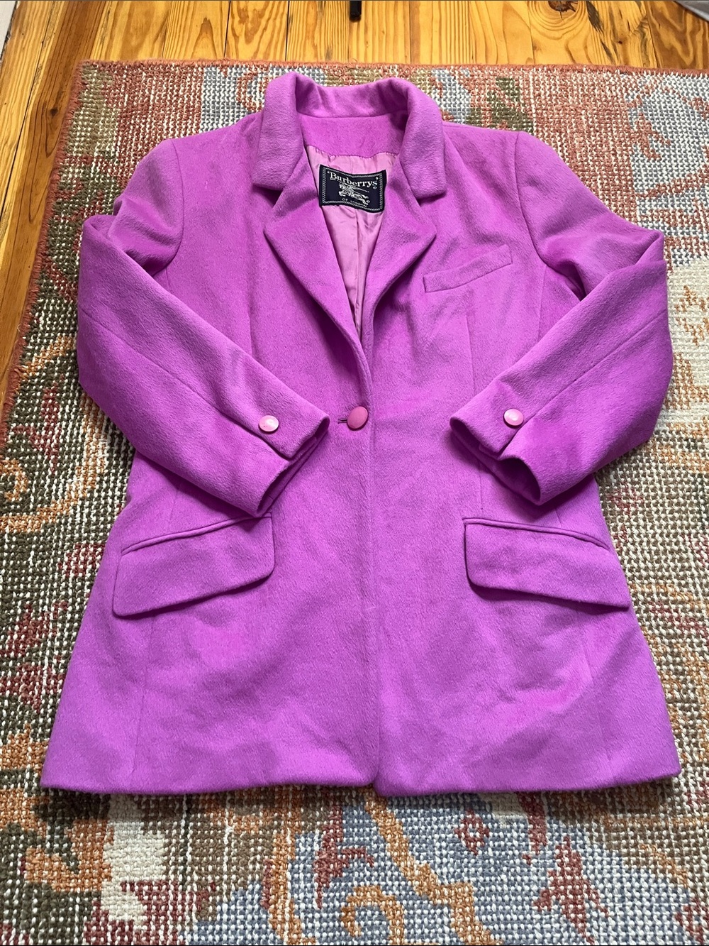 Vintage Burberrys’ Fuchsia Pink Angora Wool Blazer Size 10 Made in USA - Picture 8 of 12